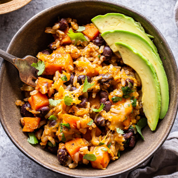Southwest Sweet Potato, Black Bean and Rice Bowl