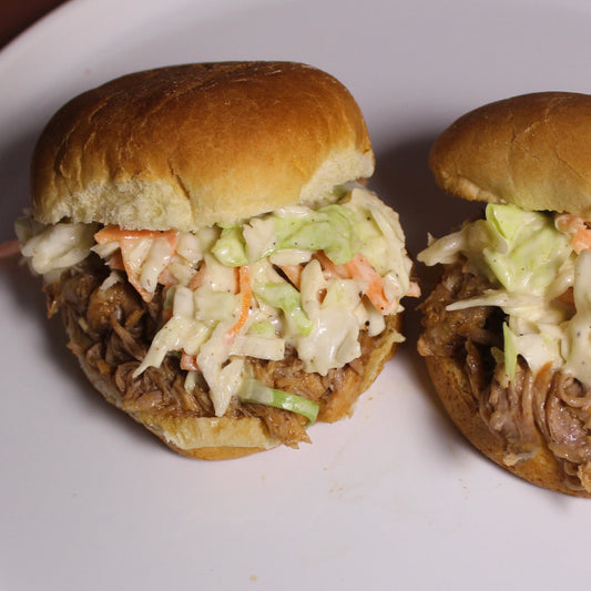Crockpot BBQ Pulled Pork Sandwiches With Coleslaw