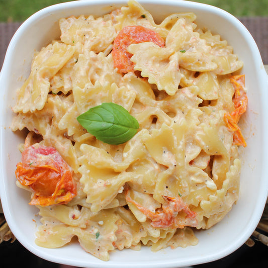 High Protein Baked Feta & Tomato Pasta